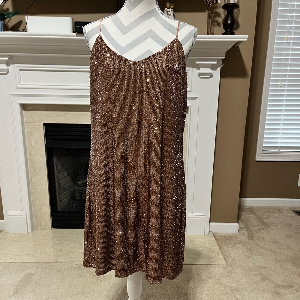 Rose gold sequin dress